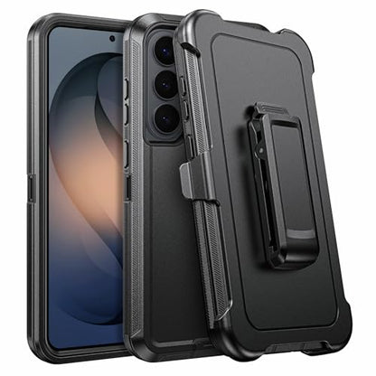 DUEDUE for Samsung Galaxy S26 Plus Case with Belt Clip Holster Shockproof 3-Layer Heavy Duty Kickstand Cover Full Body Protective Rugged Phone Case for Samsung S26 Plus 6.7", Black - size: for Samsung S26 Plus 6.7"
