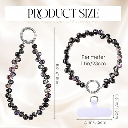 Quelay 4 Pack Beaded Phone Wrist Strap - color: Deep, style: Crystal
