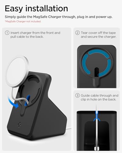 Spigen for MagSafe Charger (25W) Stand Holder Case Nightstand MagFit - color: Black, size: MagFit