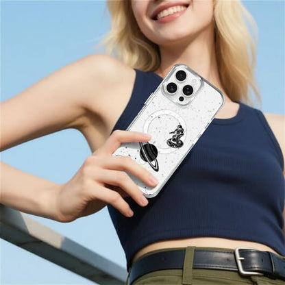 Magnetic Case for iPhone 13 Pro Design On Clear Base, Compatible with MagSafe, Slim Protective Soft TPU Bumper Phone Cover Women Girls Case Astronaut Galaxy Earth Cycling - color: Astronaut Galaxy Earth Cycling, size: iPhone 13 Pro