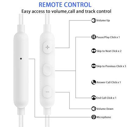 Wired Over Ear Earbuds with Microphone Ear Hook,3.5mm Headphones - color: White