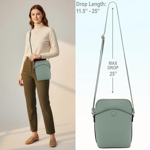 Small Crossbody Bag with Gold Hardware, Mini Shoulder Purse with Adjustable Strap - color: Mint