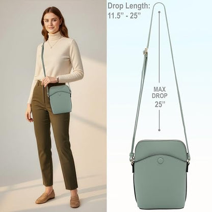 Small Crossbody Bag with Gold Hardware, Mini Shoulder Purse with Adjustable Strap - color: Mint