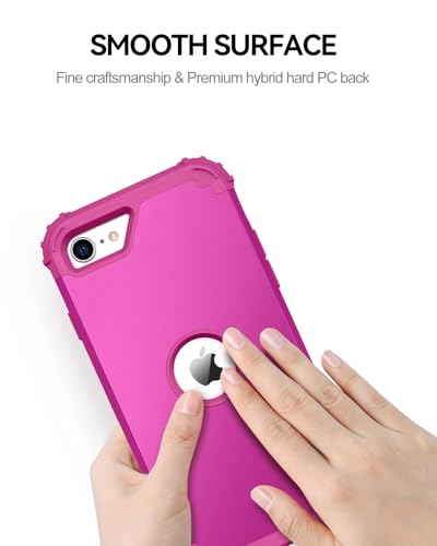 BENTOBEN for iPhone SE 2022 Case and iPhone SE 2020 Case, Heavy Duty 3 in 1 Full Body Rugged Shockproof Hybrid Hard PC Soft Rubber Case for iPhone SE 3rd/2nd Gen, New Hot Pink - color: New Hot Pink
