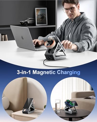 NANAMI 3 in 1 15W Magnetic Wireless Charging Station for Apple Devices