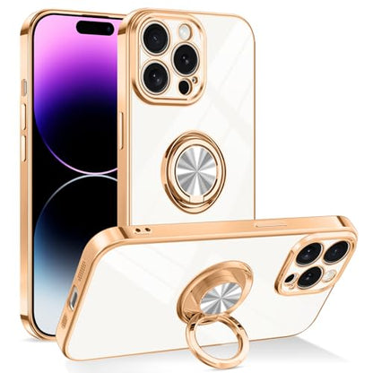 Dinick White for iPhone 14 Pro Max Case with Ring Holder Kickstand - color: White, size: 6.7'' iPhone 14 Pro Max