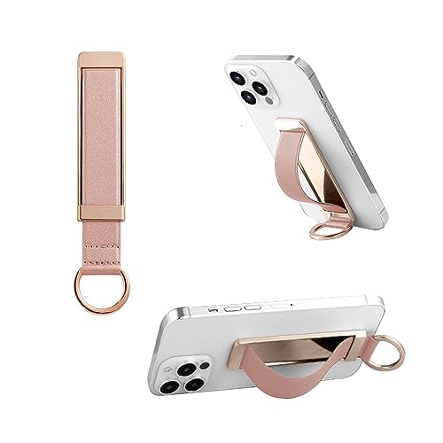 Phone Grip，Love Handle Phone Grip，Phone Grips for Back of Phone，Phone Finger Holder，Phone Accessories Grip，Phone Kickstand，Phone Loop Strap with Most Smartphones (Frosted Rose Gold) - color: Frosted Rose Gold