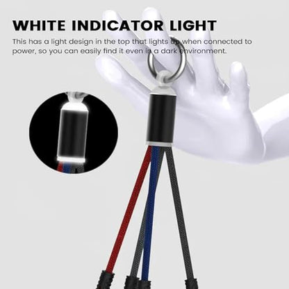 Portable Multi Charging Keychain, 3 in 1 Short Charge Cord, 0.5FT Cable for Travel Powerbank (2Pack)