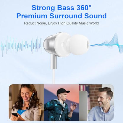 Wired Earbuds USB C in Ear Headphones for iPhone 17 Pro Max 17e 17Pro 17 16 - color: White