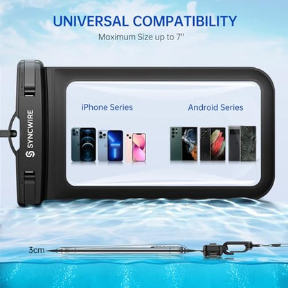 SYNCWIRE Waterproof Phone Pouch [2-Pack] - Universal IPX8 Waterproof Phone Case Dry Bag with Lanyard Compatible with iPhone 15 14 13 12 11 Pro XS MAX XR X Samsung S23 S22 S20 More Up to 7 Inches | Waterproof Phone Case, Cell Phone Dry Bag for iPhone Samsu