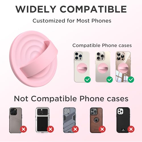 Upgraded Magnetic Phone Grip, Liquid Silicone Soft and Portable, Removable Finger Loop Ring Grip Holder for iPhone, Strong Magnetic Attraction, Compatible with MagSafe Phone Case, Pink - color: Pink