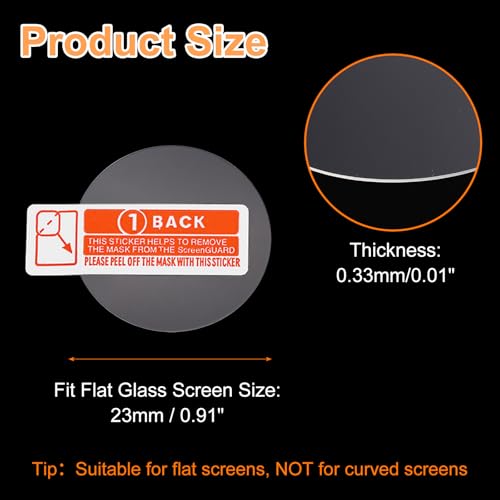 HARFINGTON 4pcs Watch Glass Screen Protector 23mm 9H Tempered Glass HD Clear Curved Edge Anti-Scratch Waterproof Round Smart Watch Dial Crystal Face Protective Film with Accessories - size: 23mm