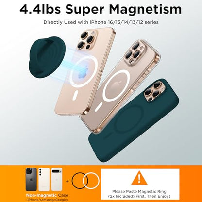 Magnetic Phone Grip for MagSafe, Silicone Ring Grip, Dark Green - color: Dark Green