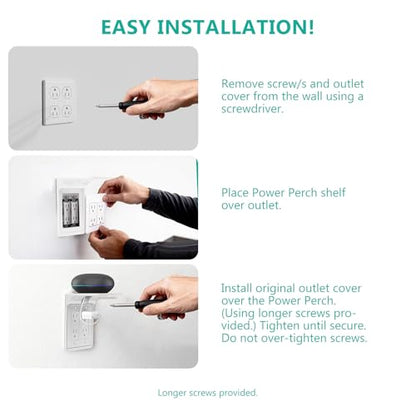 WALI Double Outlet Shelf Wall Holder – Bathroom Shelf Duplex for Electric Toothbrush, HomePod Mini, Echo Dot & Phone Charging – White-2 Packs (DLS002) - size: Larger