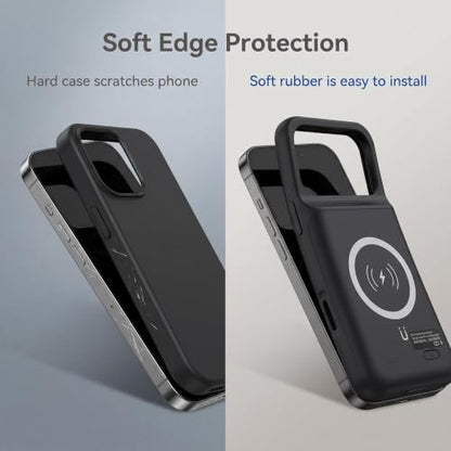 Battery Case for iPhone 17 Pro Max, 10000mAh Rechargeable Portable Charger Case with Wireless Charging Extend Battery Pack Charger Cover (6.9 inch) Black