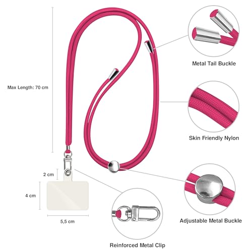 TBOC 2X Cell Phone Lanyard [Fuchsia] - Comfortable Universal Smartphone Lanyard - Easy to Use Neck Phone Holder [White Ice Patch] - Adjustable Length Phone Strap Crossbody - Fits All Mobile Phones - color: Fuchsia
