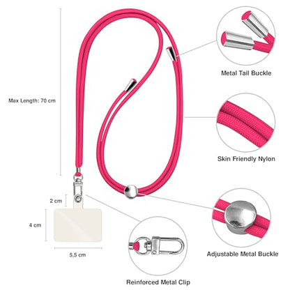 TBOC 2X Cell Phone Lanyard [Fuchsia] - Comfortable Universal Smartphone Lanyard - Easy to Use Neck Phone Holder [White Ice Patch] - Adjustable Length Phone Strap Crossbody - Fits All Mobile Phones - color: Fuchsia