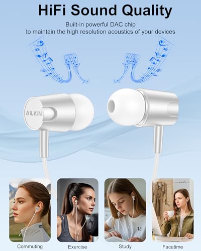 Lightning Headphones Wired for iPhone 14 13 12, in-Ear Apple Wired Earbuds - color: White