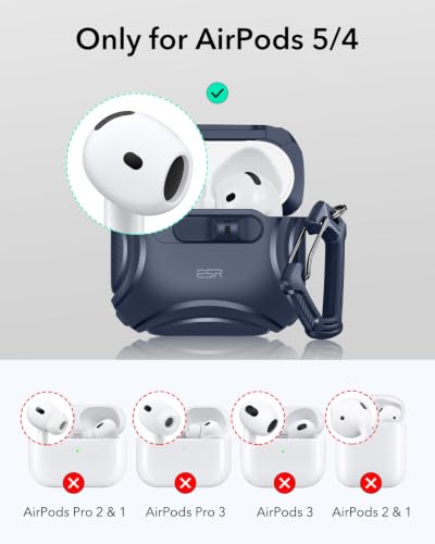 ESR for AirPods 5/4 Case, Compatible with MagSafe, Drop-Proof Lock, Blue - color: Blue, size: AirPods 5&4 Case
