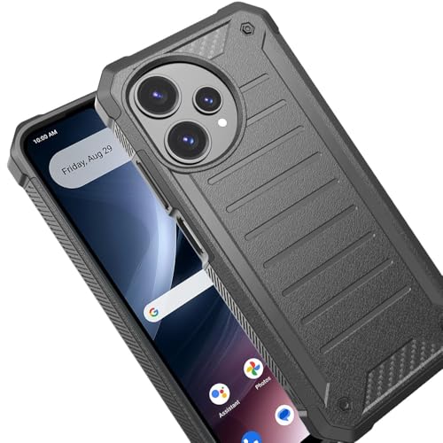 TJS for Cricket Icon Plus 2026 Phone Case, AT&T Verge 2 5G Case (Gray) | with Tempered Glass Screen Protector, Premium Tough Lined Design Hybrid Shockproof Heavy Duty Phone Case Cover - color: Gray