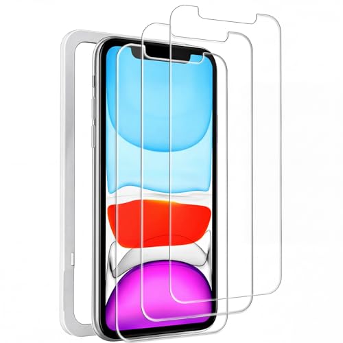 Mkeke Screen Protector for iPhone 11/XR, 3 Pack Tempered Glass | [9H Hardness] [Easy Installation Frame] [Sensitive Touch] [HD Clear] for 6.1 inch - size: iPhone 11/XR 6.1 Inch