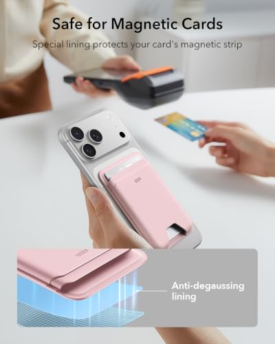 ESR for MagSafe Wallet, 5 Card Holder for Phone Case, RFID Blocking - color: Light Pink