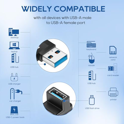 UCEC 6-Pack 90/180 Degree USB 3.2 Angle Adapter, USB A Male to USB A Female - style: 6Pack A Male to A Female ( 90 Degree & 180 Degree)
