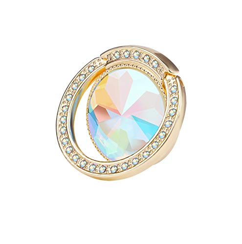 Glitter Bling Bling Phone Ring Holder,Sparkle Phone Ring Artificial Diamond Kickstand,Rhinestone Cell Phone Finger Ring Grip for Women for Almost All Phones,Pad(Gold) - color: Gold B