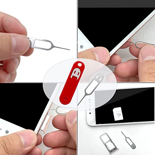 6 Pack SIM Card Removal Tool, Sim Card Tray Opening Tool Eject Pins Needle Opener Ejector Compatible with All iPhone Apple iPad HTC Samsung Galaxy Cell Phone Smartphone Watchchain Link Remover - color: Red+Black