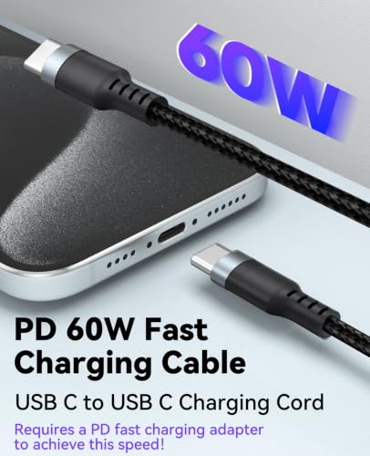 20 ft USB C Cable Fast Charging 60W, Long USBC to USB-C Charge Cord 20 Foot - size: 20 Feet
