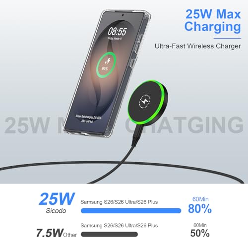 25W Magnetic Wireless Charger for Samsung Fast Charging Pad for Galaxy S26