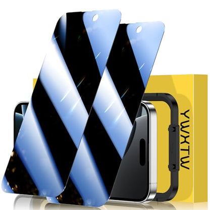 YWXTW PET Privacy Screen Protector for iPhone 16 Pro 6.3 inch [Not Glass], 0.35mm Ultra-Thin Anti-Spy Film Smooth Touch Case-Friendly Design for Commuters 2 Pack