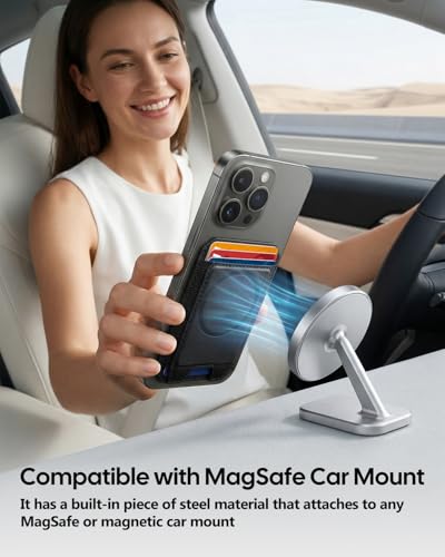 For MagSafe Wallet, Compatible with MagSafe car mount, Slim Magnetic Wallet for iPhone 12-17 Series, 5 Card Holder for Magnetic Phone Case, RFID Vegan Leather Minimalist Magsafe wallet, Black (DBX003)