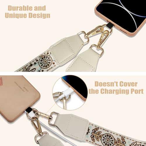 Cell Phone Lanyard with Wallet - Anti-Theft Crossbody Adjustable Phone Strap for Most Smartphones, for Men & Women - color: Beige