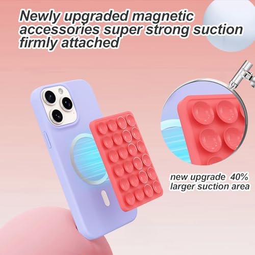 Magnetic Suction Phone Mount for MagSafe Case,Silicone Sticky (Rose Red) - color: Rose Red