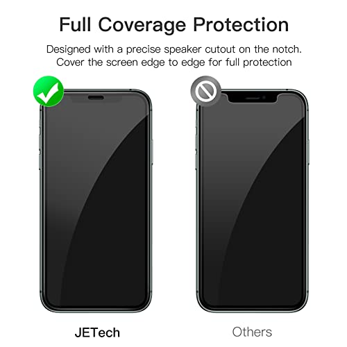 JETech Full-Coverage Screen Protector for iPhone 11 Pro/Xs/X, 3-Pack | Black Edge Tempered Glass, Easy Installation Tool, HD Clear, Case-Friendly - size: iPhone 11 Pro, iPhone XS/X