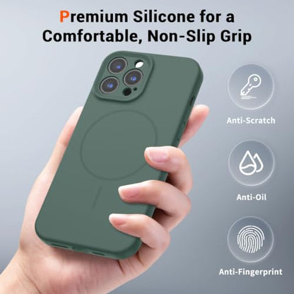 SUPFINE Silicone & Magnetic for iPhone 13 Pro Max Case - color: Acacia Green, size: iPhone 13 Pro Max