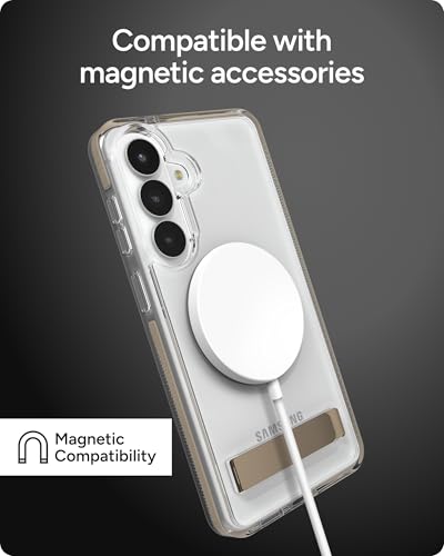 ZAGG Santa Cruz Snap Samsung Galaxy S26+ Case with Kickstand - Titanium Gray, Magnetic Crystal Clear Protective Phone Cover, 13ft Drop Protection, Graphene Reinforced, Slim Case with Stand - color: Titanium Gray, size: Samsung Galaxy S26 Plus