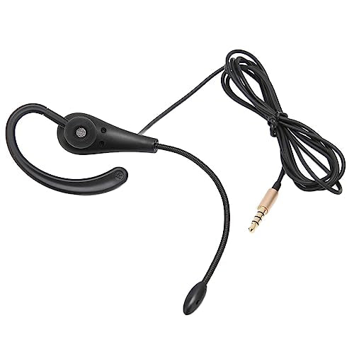 Single Ear Hook Call Center Headset 3.5mm Wired Business Headphone with Noise Canceling Microphone for Laptop Phone Computer Customer Service Teleconference