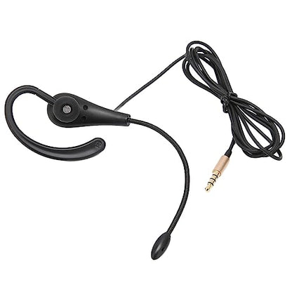 Single Ear Hook Call Center Headset 3.5mm Wired Business Headphone with Noise Canceling Microphone for Laptop Phone Computer Customer Service Teleconference