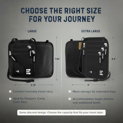 Zero Grid RFID Travel Neck Wallet, Extra Large Passport Holder, Black - color: Black, size: Family