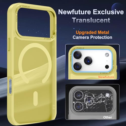 Newfuture Magnetic for iPhone 17 Pro Max Case Matte Shockproof, Yellow | Military Drop Protection, Slim Matte Anti-Fingerprint, Compatible with Magsafe, Camera Guard, Translucent Protective Cover - color: Yellow, size: iPhone 17 Pro Max 6.9 inch