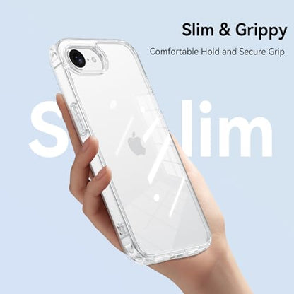 YINLAI Compatible with iPhone 17e/16e Case 6.1", Crystal Transparent Anti-Yellowing Upgraded Full Camera Protection Supports Wireless Charging Slim Shockproof Protective Phone Cover (Clear) - color: Clear, size: iPhone 17e/16e 6.1"