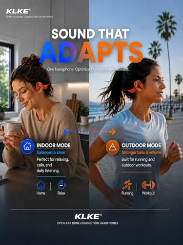 Bone Conduction Headphones for Running with mic and Rear Safety Light - color: KLKE-Orange