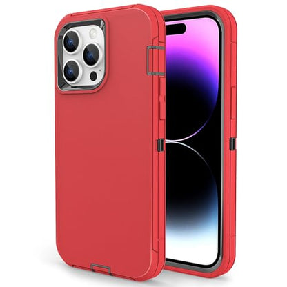 Compatible with iPhone 15 Pro Max Case, Women' Dual Layer Protective Shockproof Cover Drop Protection Heavy Duty Protective Phone Case for Apple iPhone 15ProMax 6.7 inch (Red/Black) - color: Red/Black