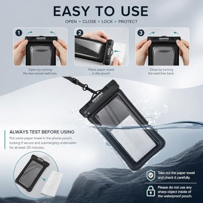 NEPHI IPX8 Floating Waterproof Phone Pouch 2 Pack-Up to 8.0"，Floating Phone Case for iPhone Andriod, Dry Bags for Vacation Beach Pool Kayak Cruise Travel Essentials (Black White 2 Pack) - color: Black White 2 Pack
