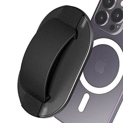 Sinjimoru Magnetic Phone Grip for MagSafe, Silicone Phone Strap, Black - color: Black