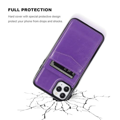 KIHUWEY for iPhone 11 Pro Max Wallet Case Card Holder, Dark Purple | Credit Card Slots, PU Leather, Kickstand, Magnetic Clasp, Flip Heavy Duty Cover for Men and Women - color: Dark Purple