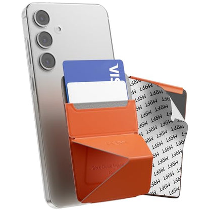 MOFT Phone Stand, Adhesive Card Holder Fits 2-3 Cards, Slim & Portable Leather Phone Wallet, 2 Viewing Angles, RFID Blocking, Compatible with iPhone, Galaxy and Most Smartphones- Sunrise - color: Sunrise