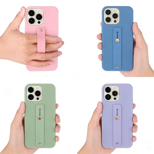 Phone Grip Holder, 4 Pack Cell Phone Grip Strap Telescopic Finger Strap Stand Universal Finger Kickstand for Most Smartphone - Pink Green Blue Purple